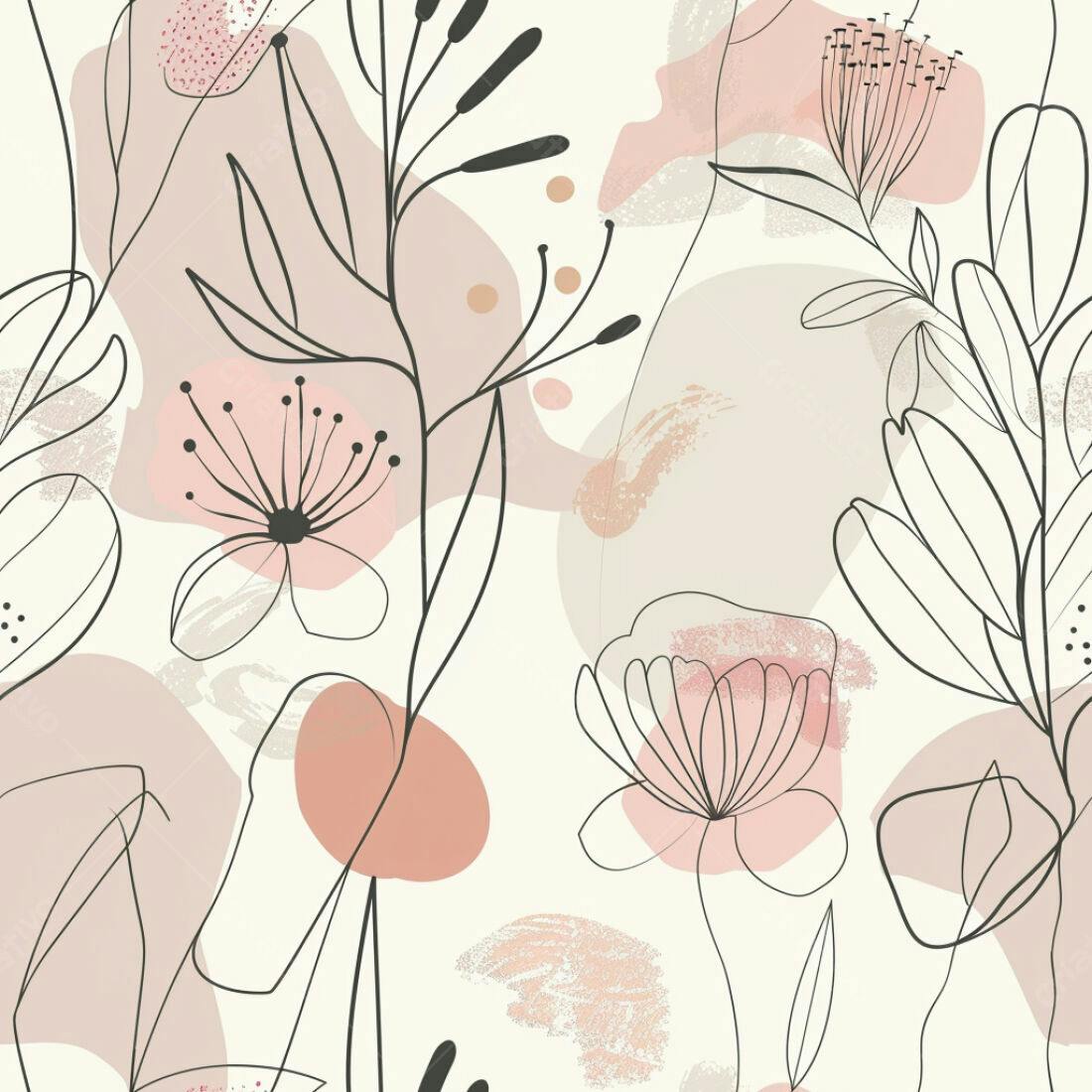 Textura Floral Abstrata Rosa e Bege para Fundo