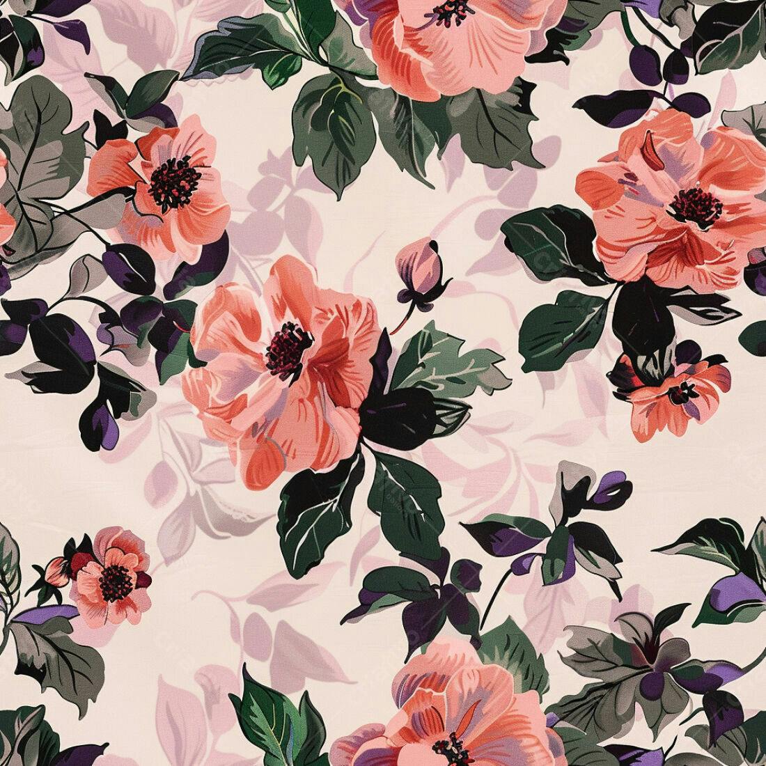 Textura Floral Romântica para Papel de Parede
