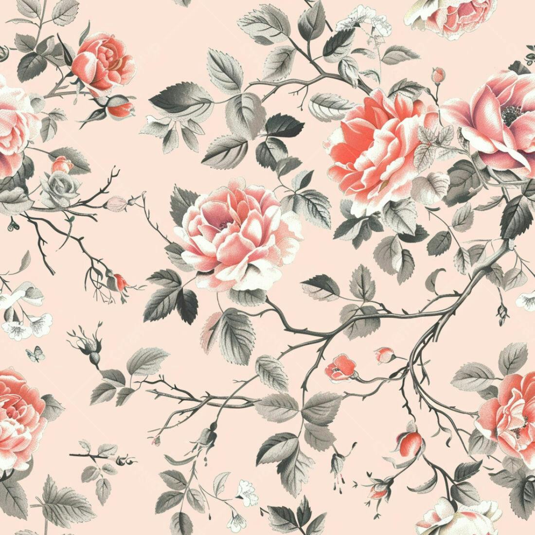 Textura floral rosas cor-de-rosa para papel de parede