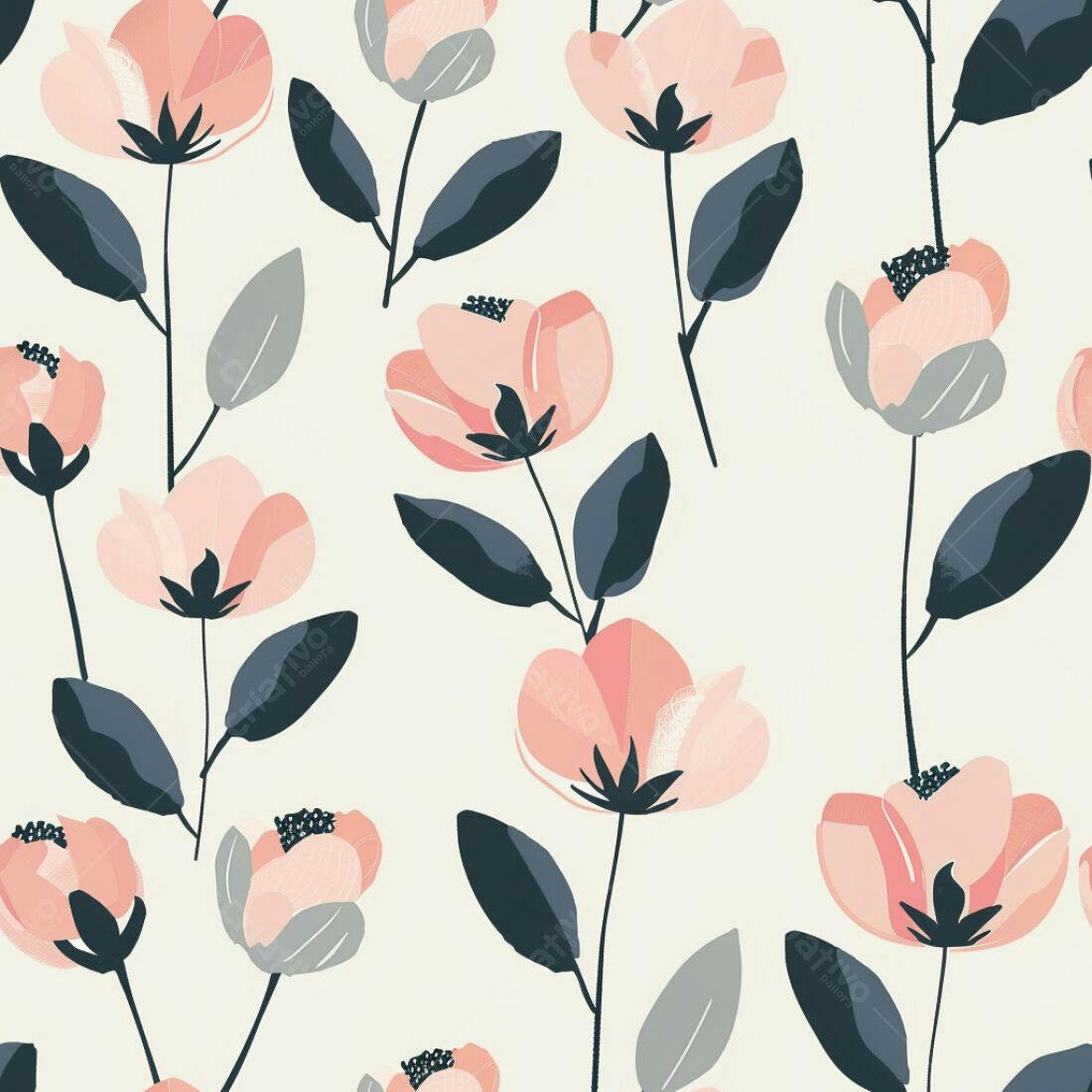 Textura floral rosa e cinza para papel de parede