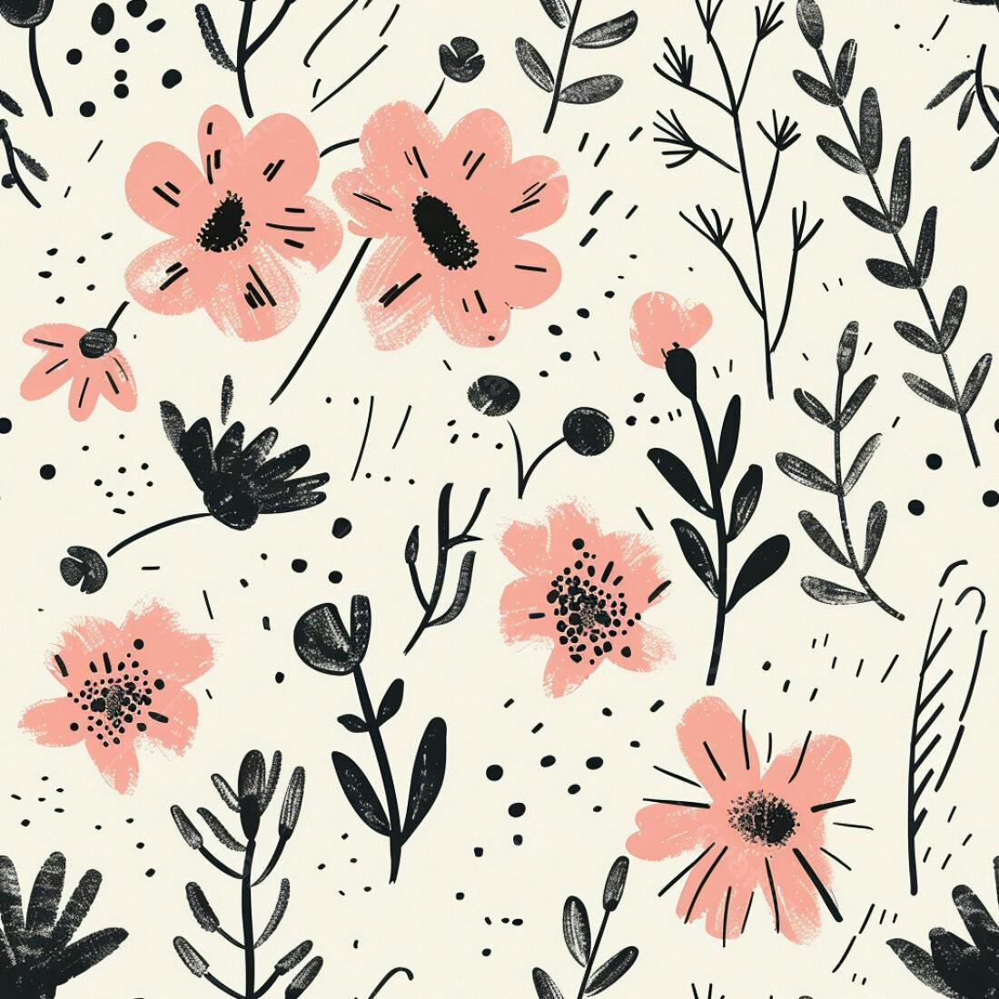 Textura floral rosa e preto para papel de parede