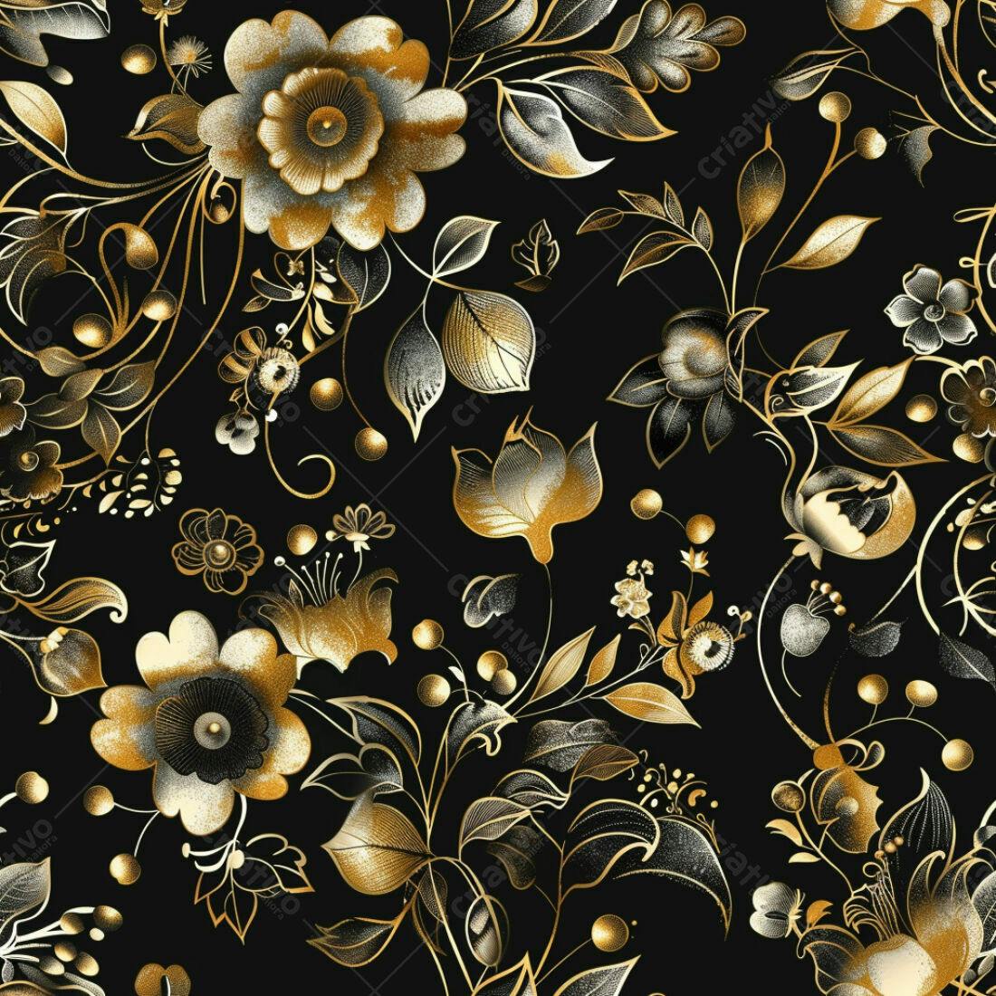 Textura floral dourada para papel de parede