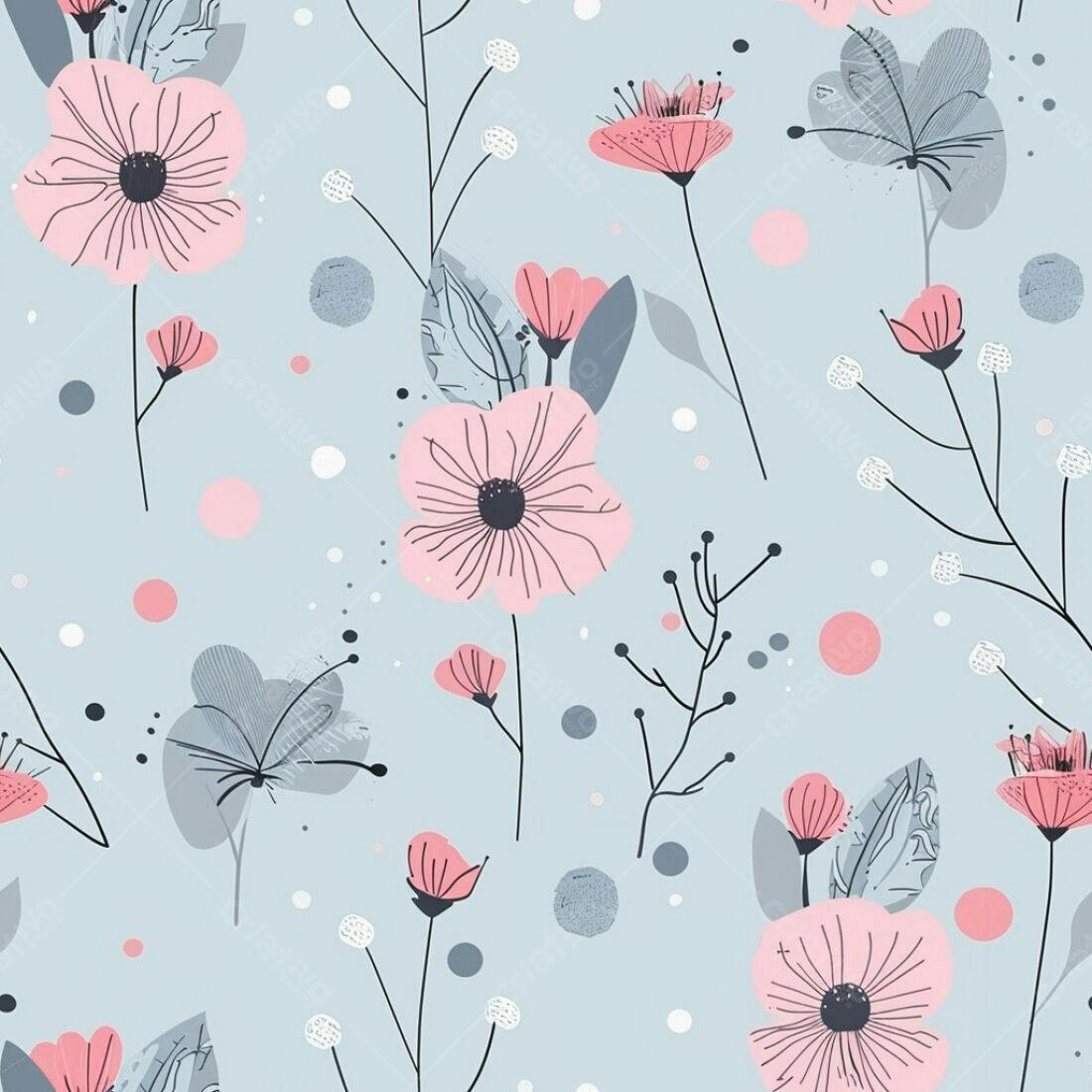 Textura Floral Delicada Rosa e Cinza para Fundo