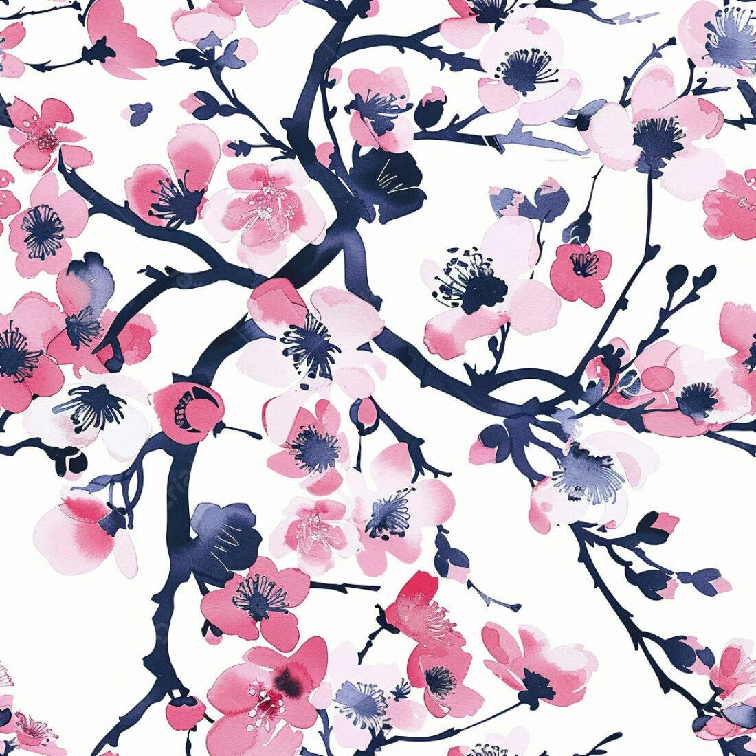 Textura floral aquarela rosa e azul para papel de parede
