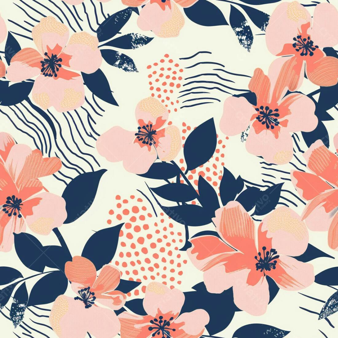 Textura floral rosa e coral para fundo