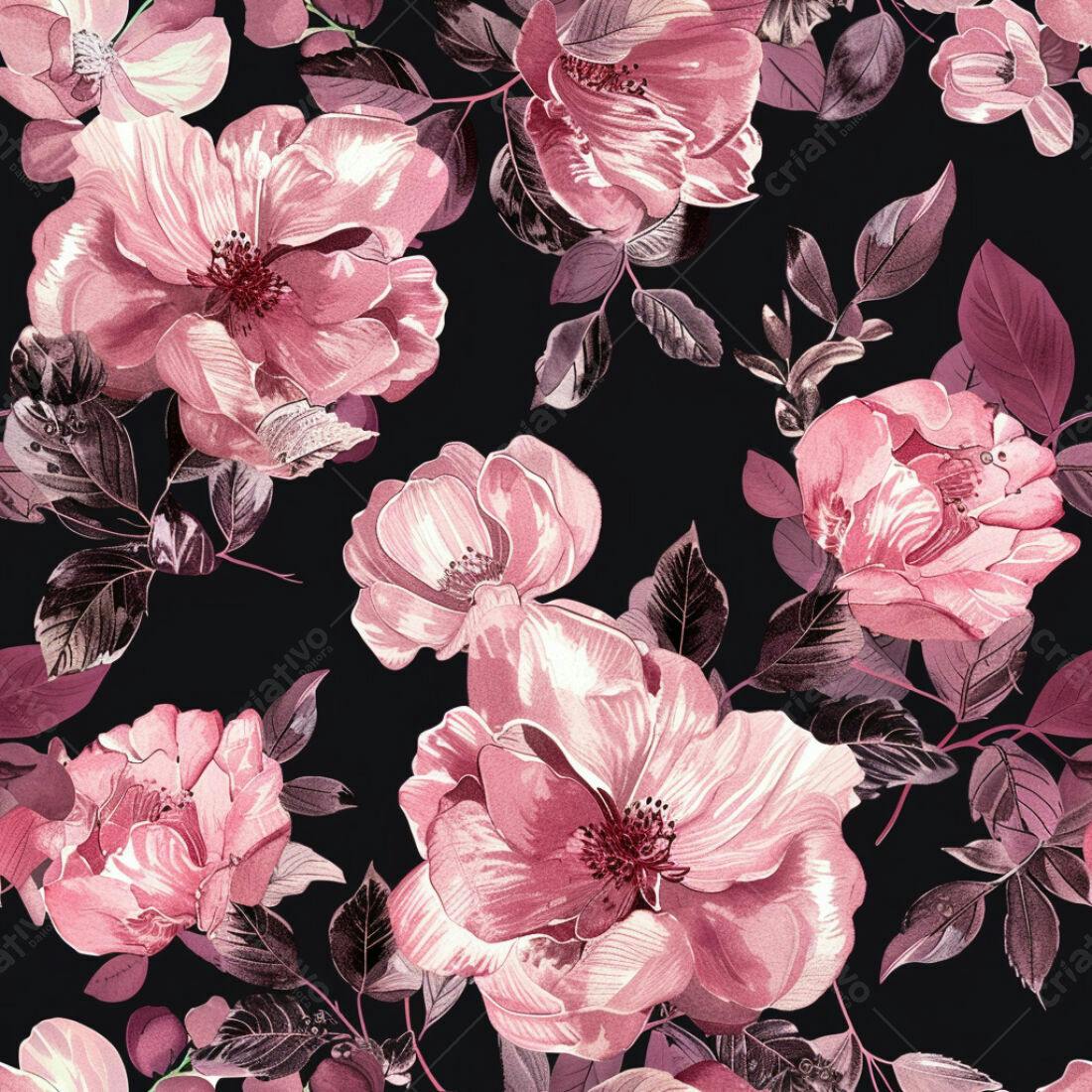 Textura floral romântica rosa para papel de parede