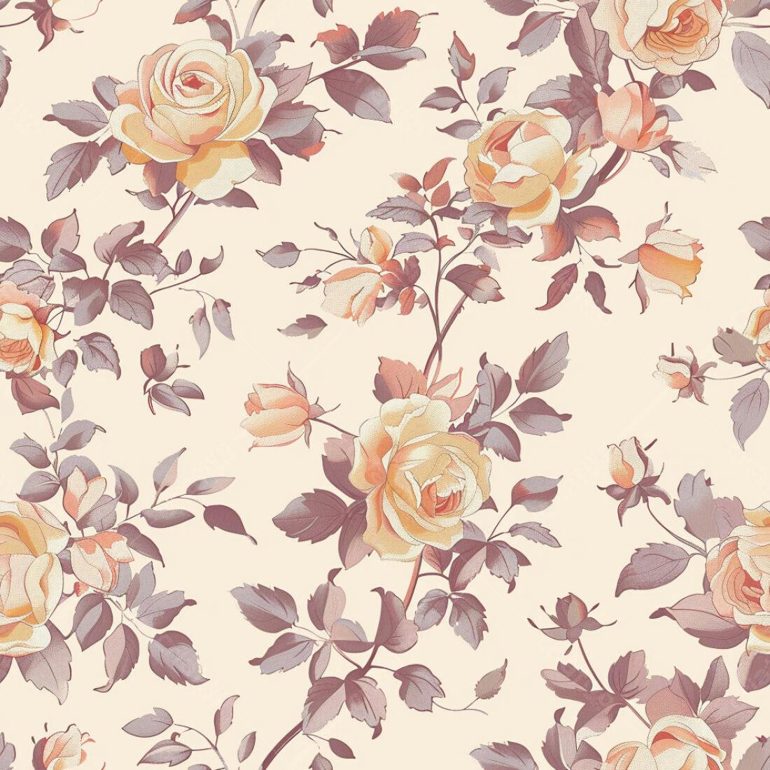 Textura Floral Rosas para Papel de Parede