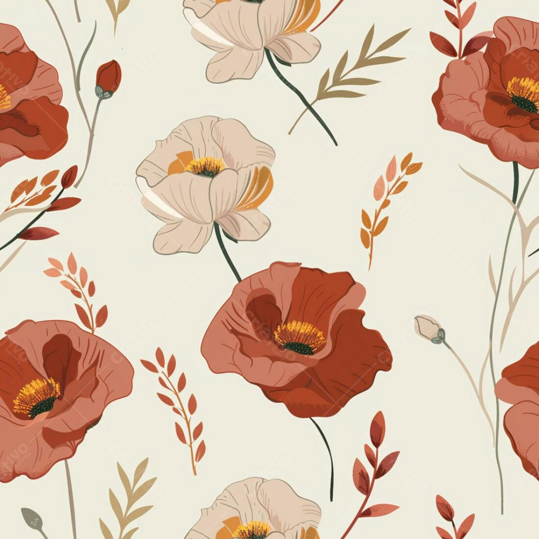 Textura floral tons terrosos para papel de parede
