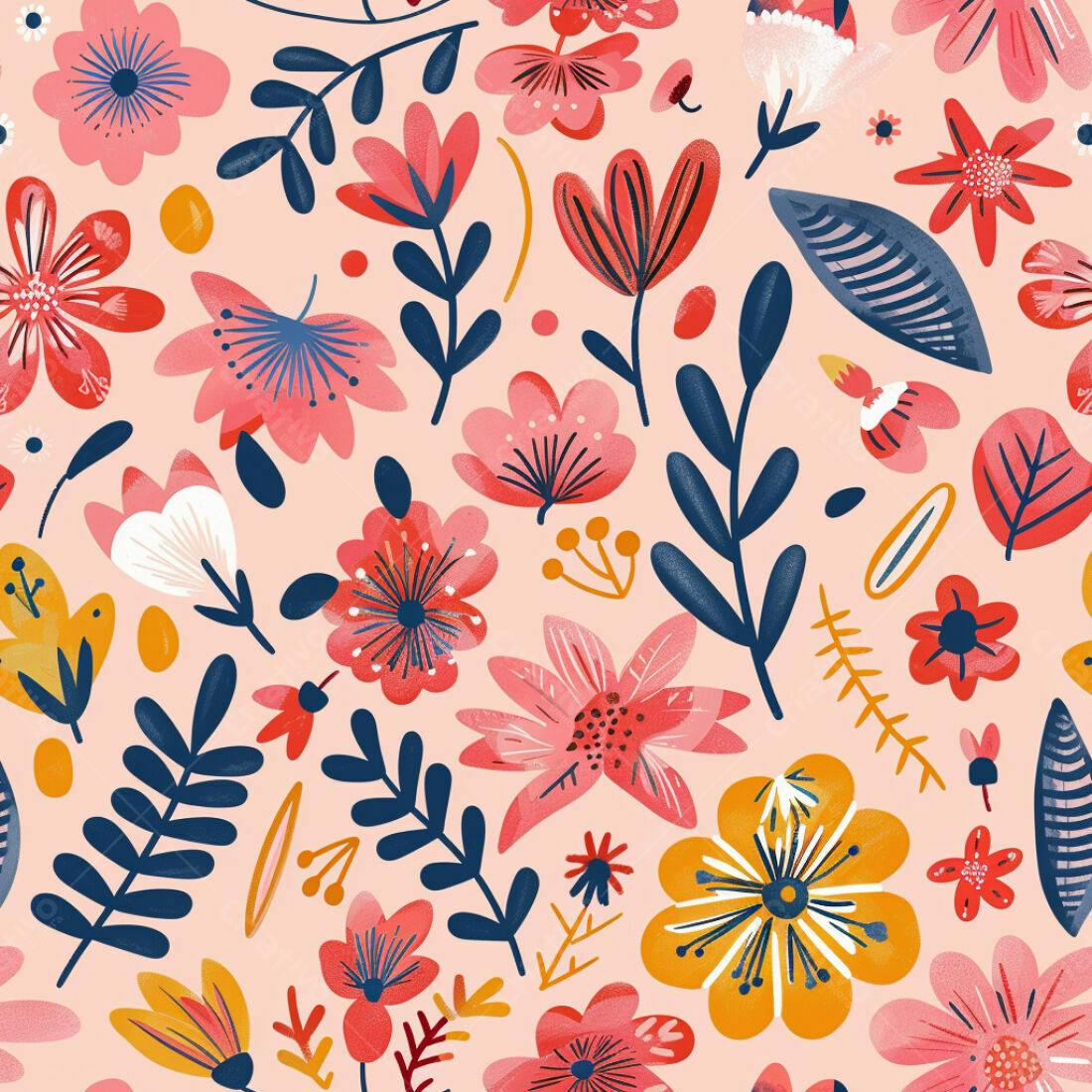 Textura floral rosa e laranja para fundo