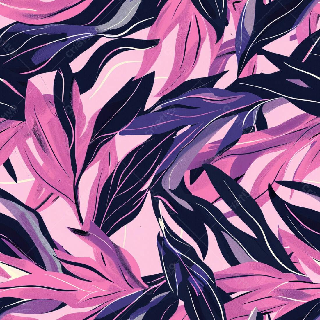 Textura Folhas Tropicais Rosa e Roxo para Fundo