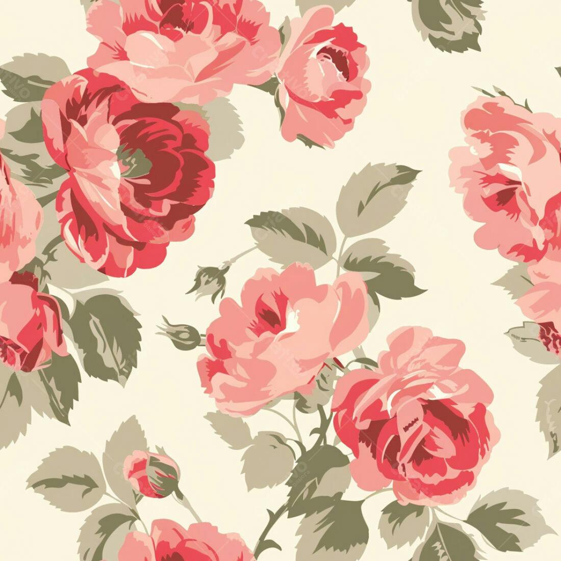 Textura floral rosas vermelhas e rosa para papel de parede