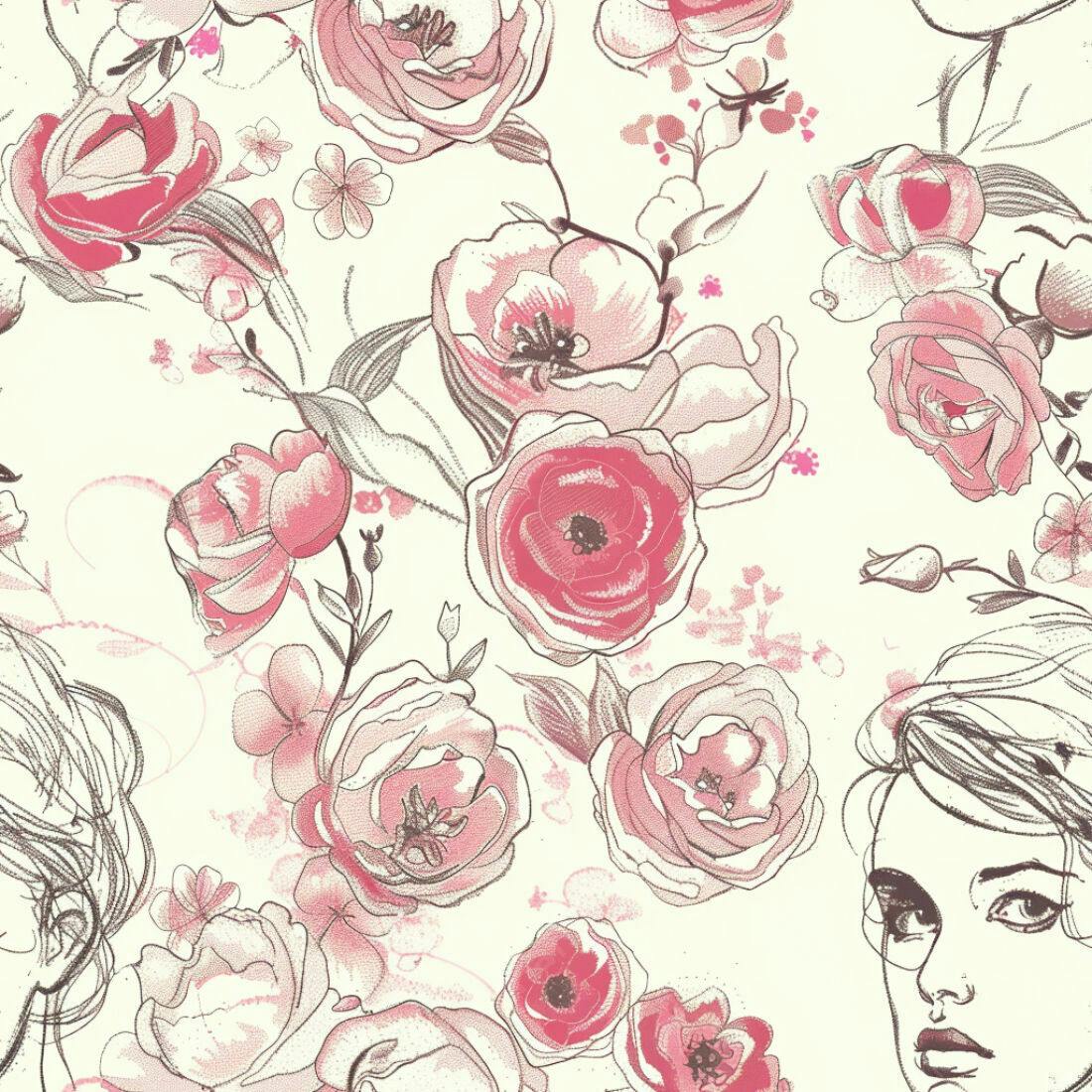 Textura Floral Rosa para Papel de Parede