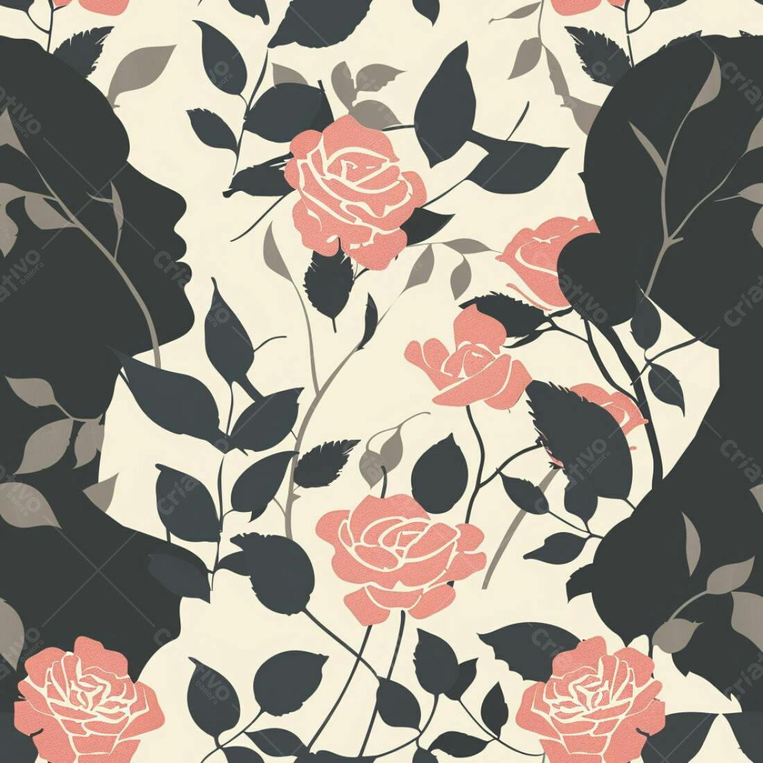 Textura floral rosa e cinza para papel de parede
