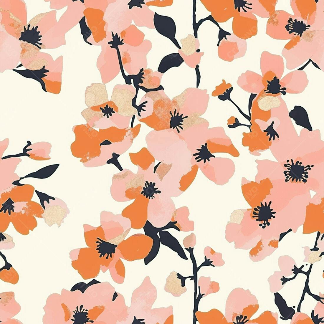 Textura floral pêssego e laranja para papel de parede
