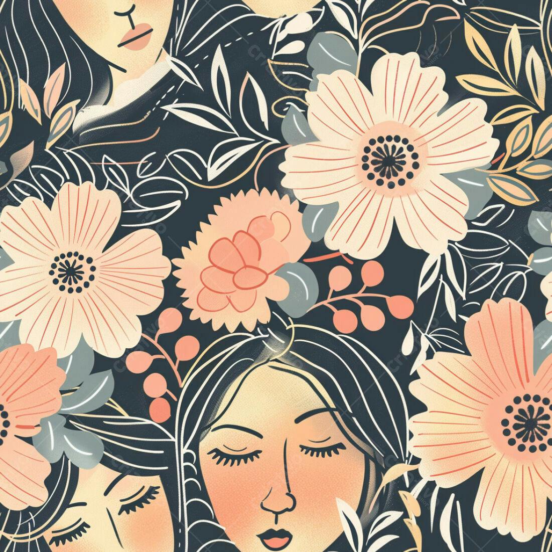 Textura Floral Romântica para Papel de Parede