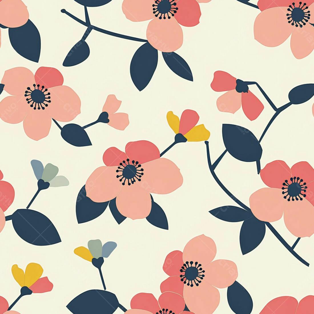 Textura Floral Romântica para Papel de Parede