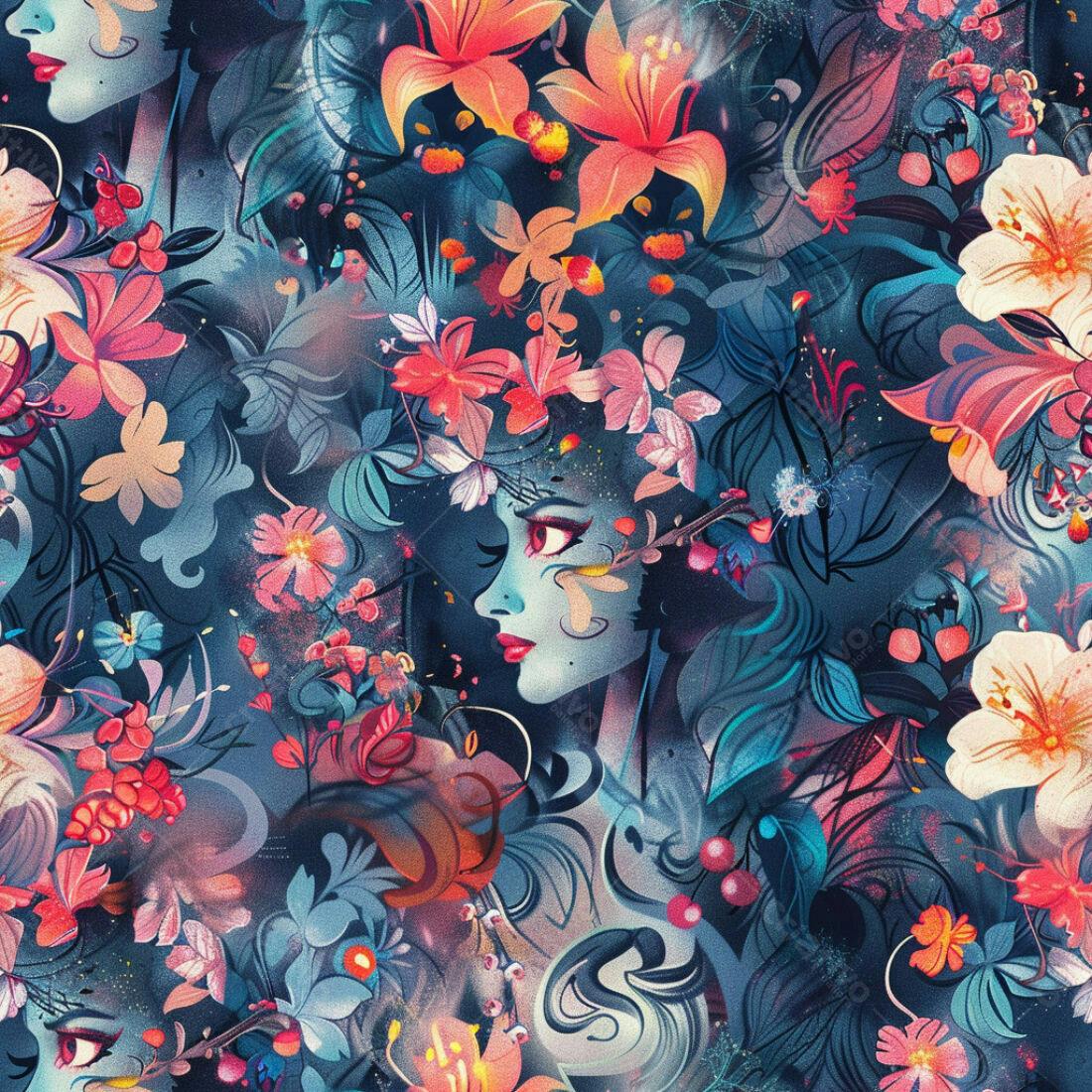 Textura Floral Romântica para Fundo