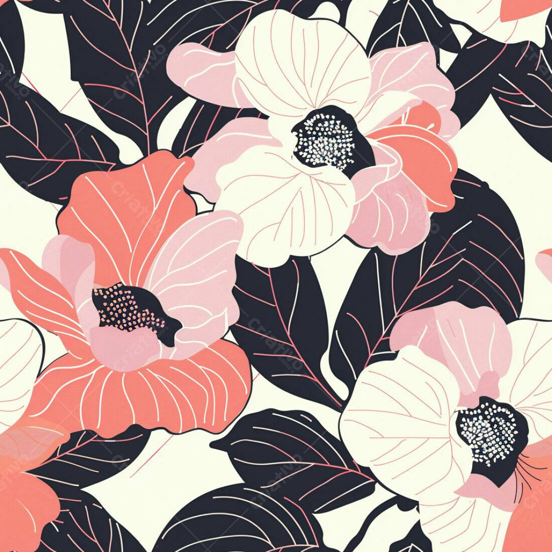 Textura floral rosa e coral para papel de parede