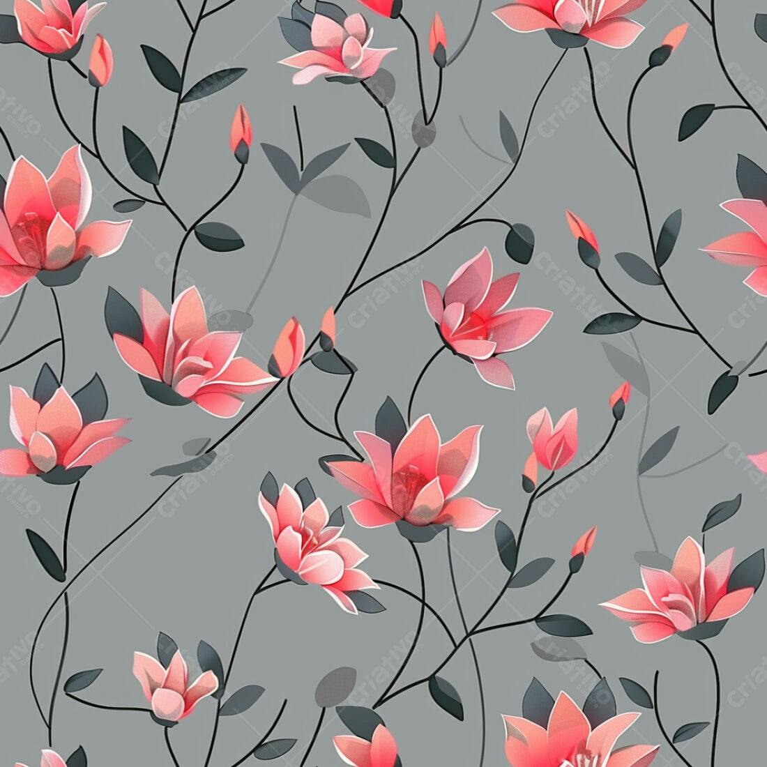 Textura floral rosa e cinza para papel de parede