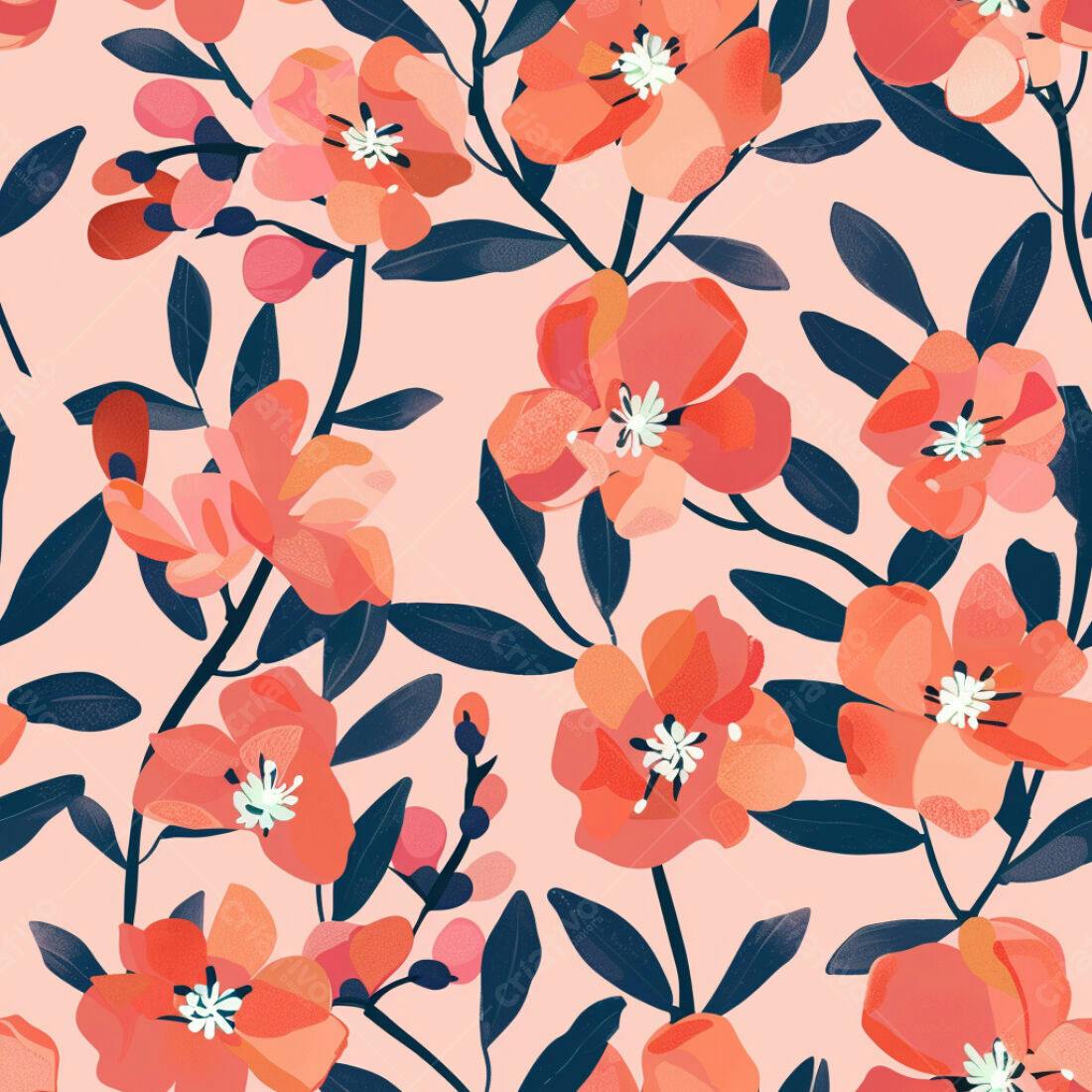 Textura floral coral para papel de parede