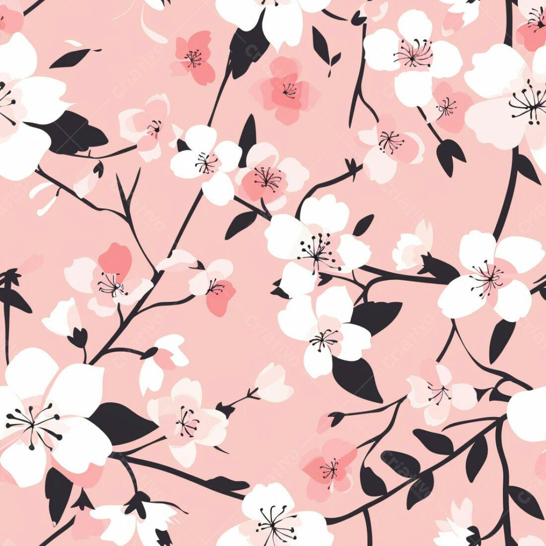 Textura floral romântica rosa e branco para papel de parede