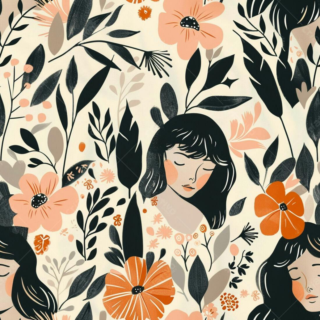 Textura Floral Romântica para Papel de Parede