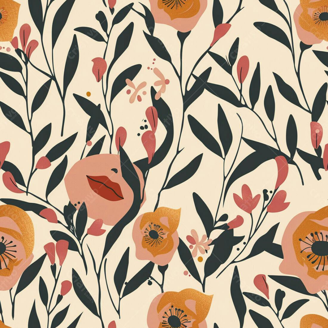 Textura Floral Romântica para Papel de Parede