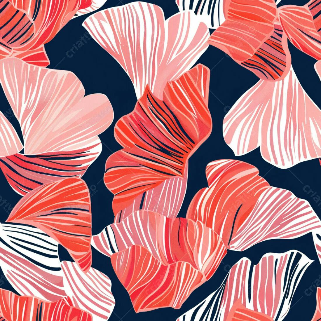 Textura Folhas Tropicais Vermelho e Rosa para Fundo