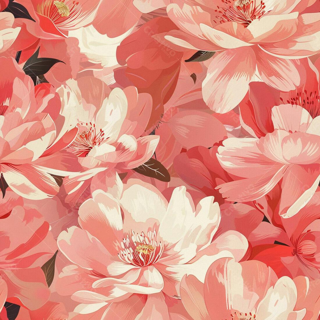Textura Floral Peônias Rosa para Fundo
