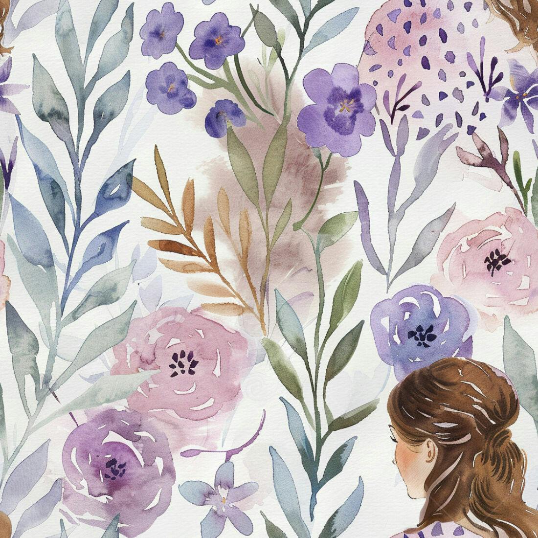 Textura floral aquarela romântica para papel de parede