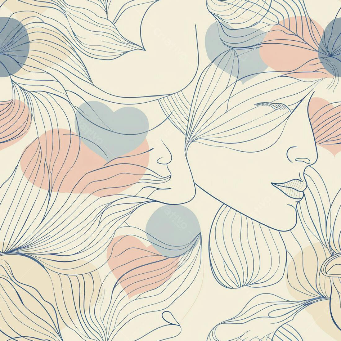 Textura Abstrata Rostos e Folhas para Fundo