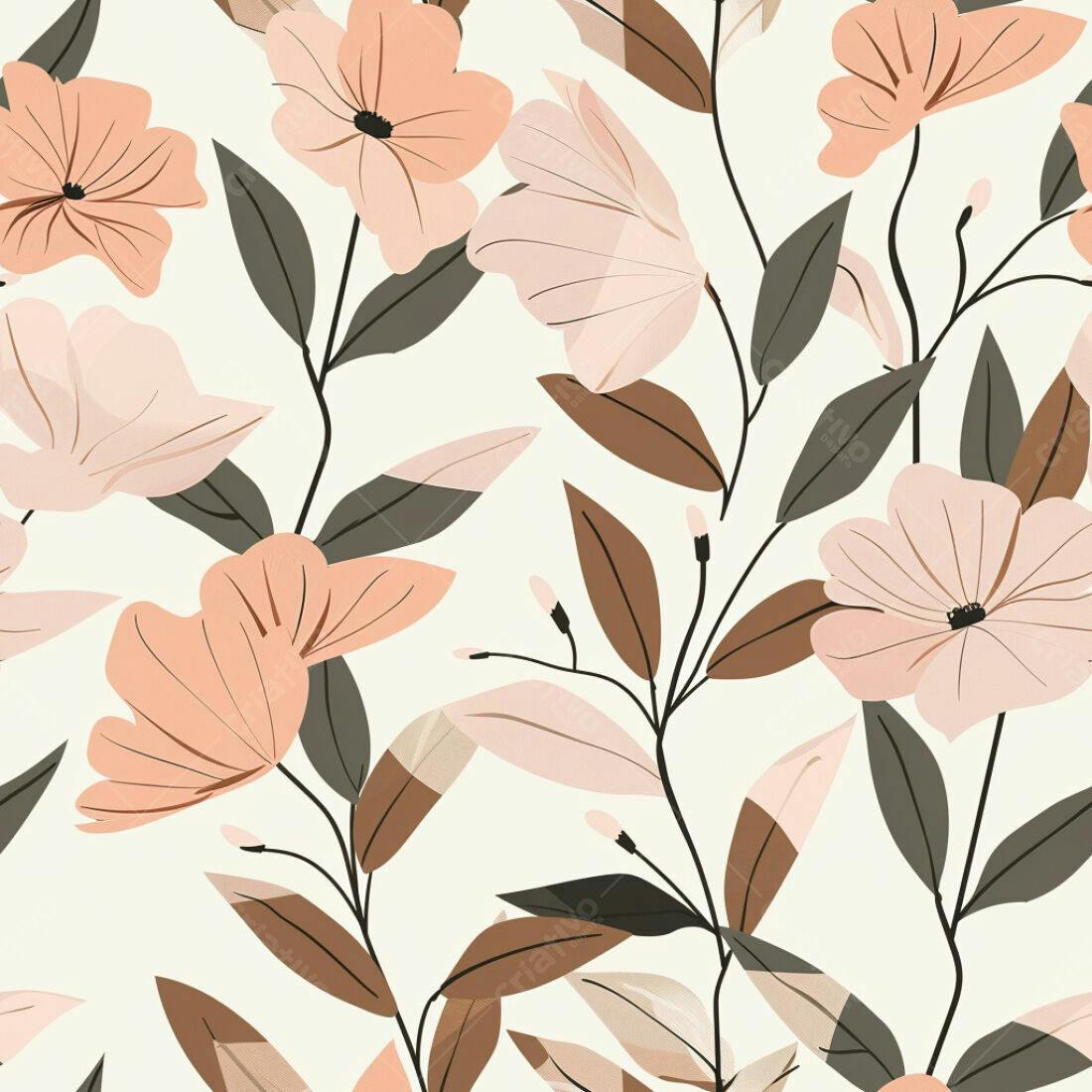 Textura floral pêssego e marrom para papel de parede