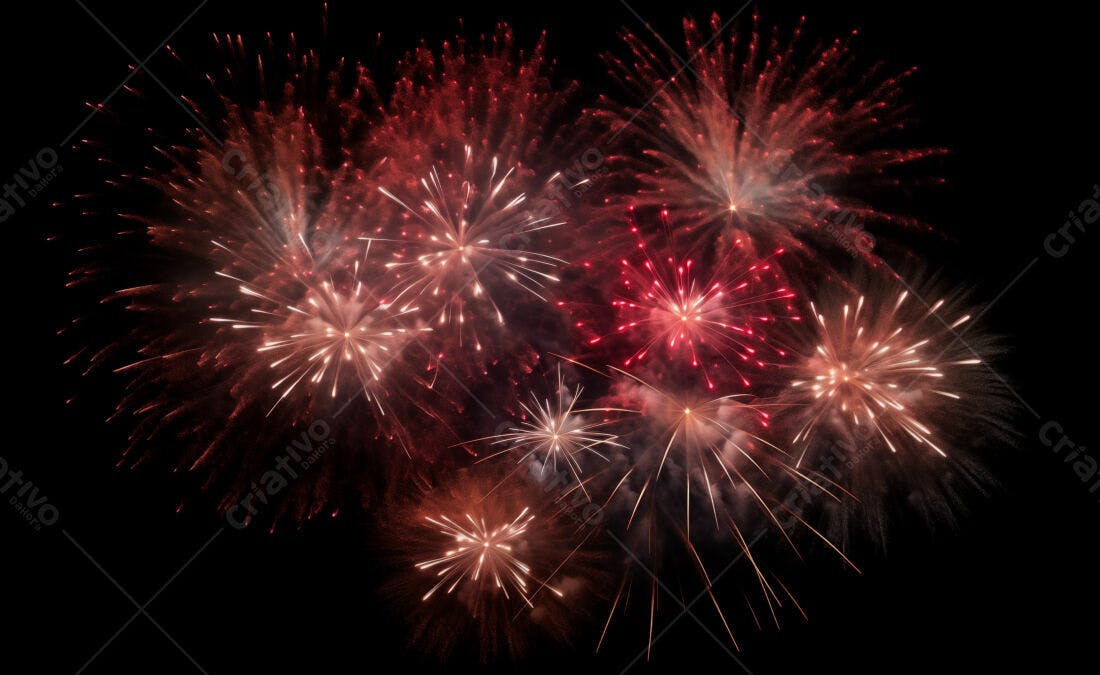 Textura Fogos de Artifício Vermelhos e Brancos para Fundo