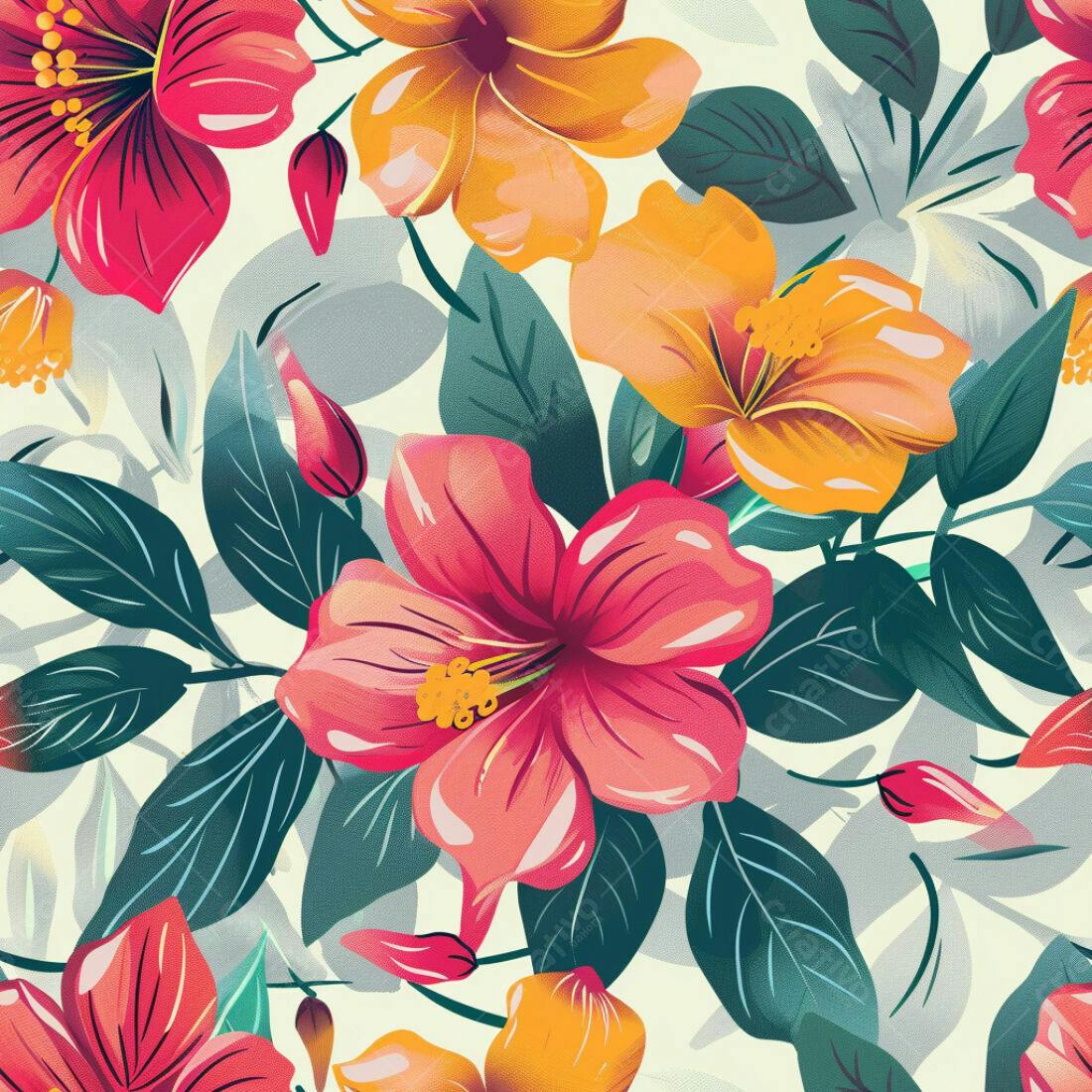 Textura floral Hibiscus para papel de parede