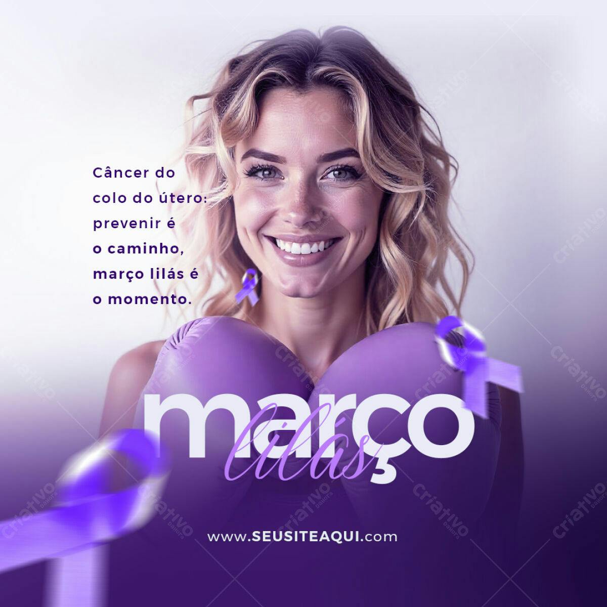 Post para Campanha Março Lilás PSD Editável