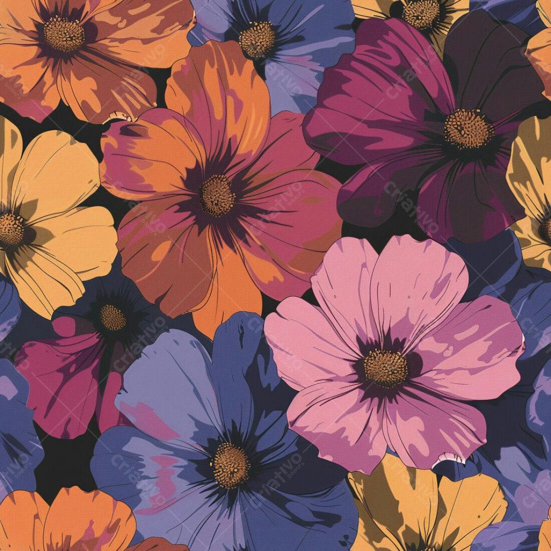 Textura floral colorida para papel de parede
