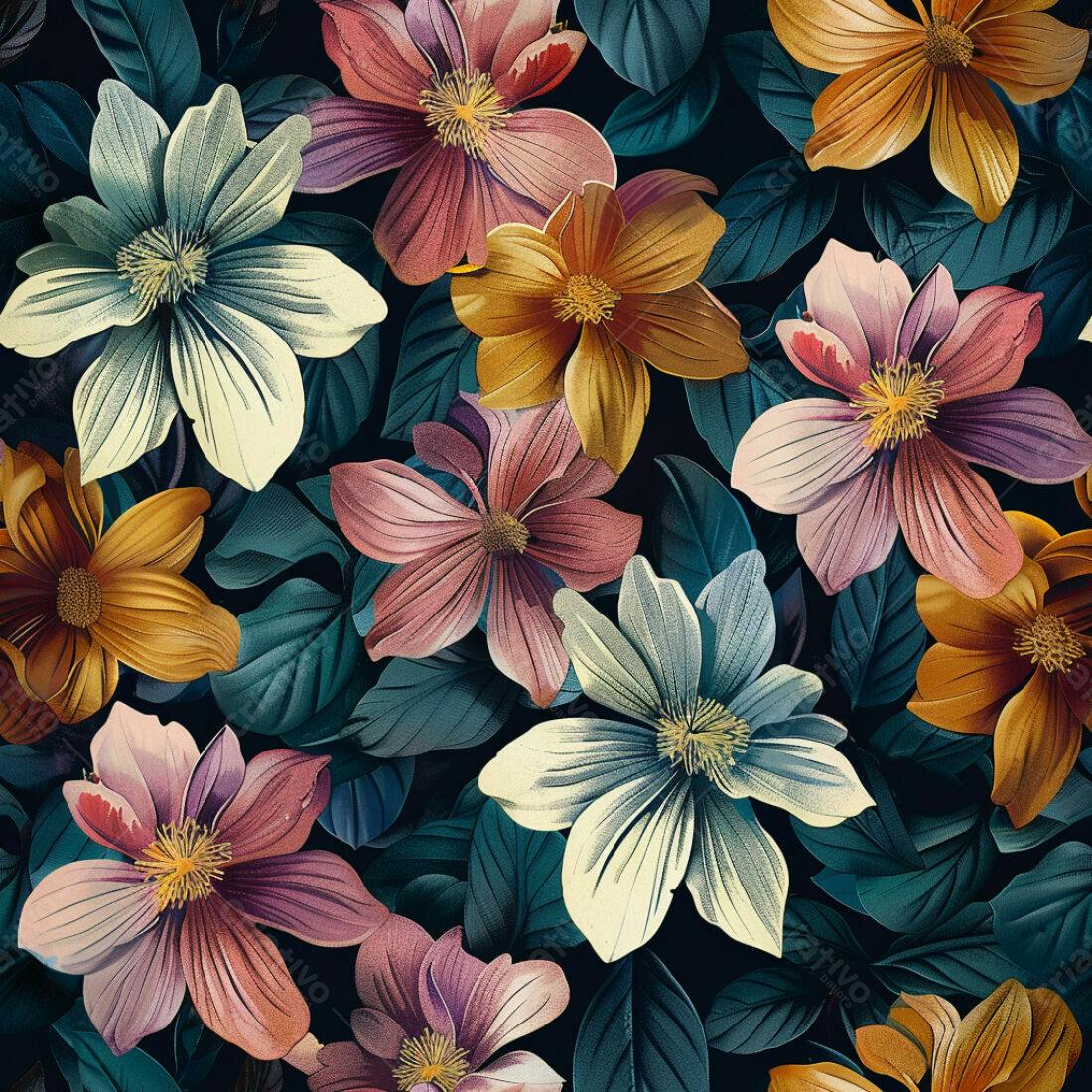 Textura floral tons terrosos para papel de parede