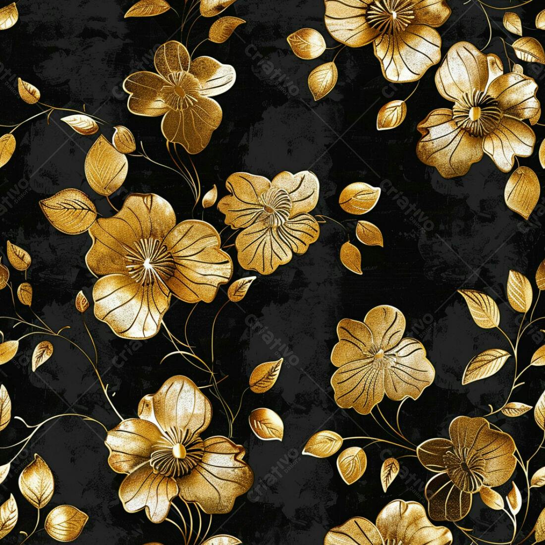 Textura floral dourada para papel de parede