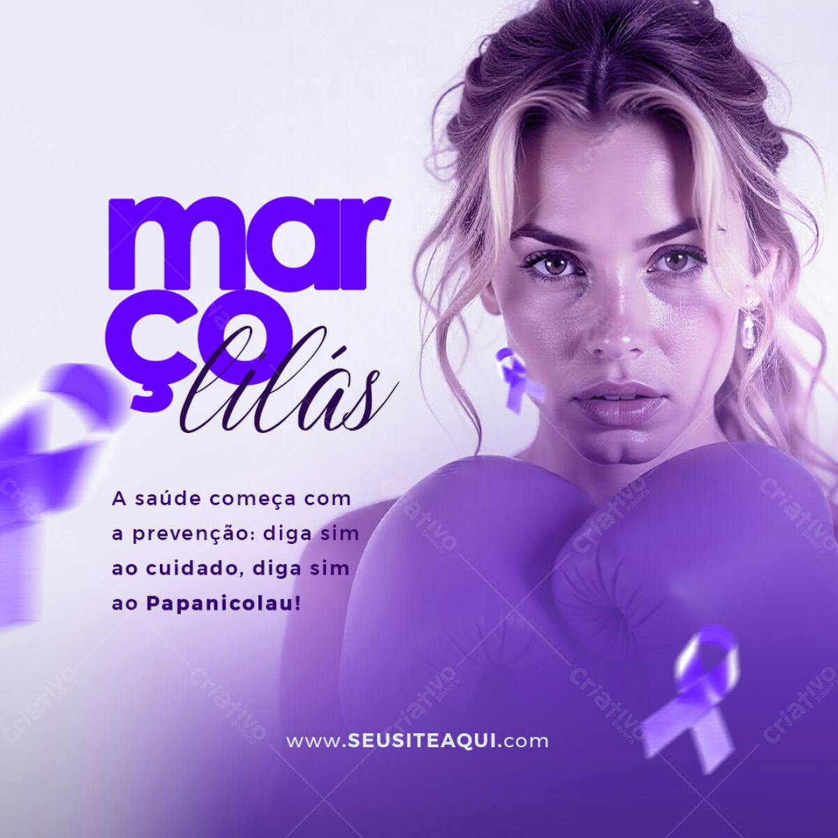 Post para Março Lilás PSD Editável