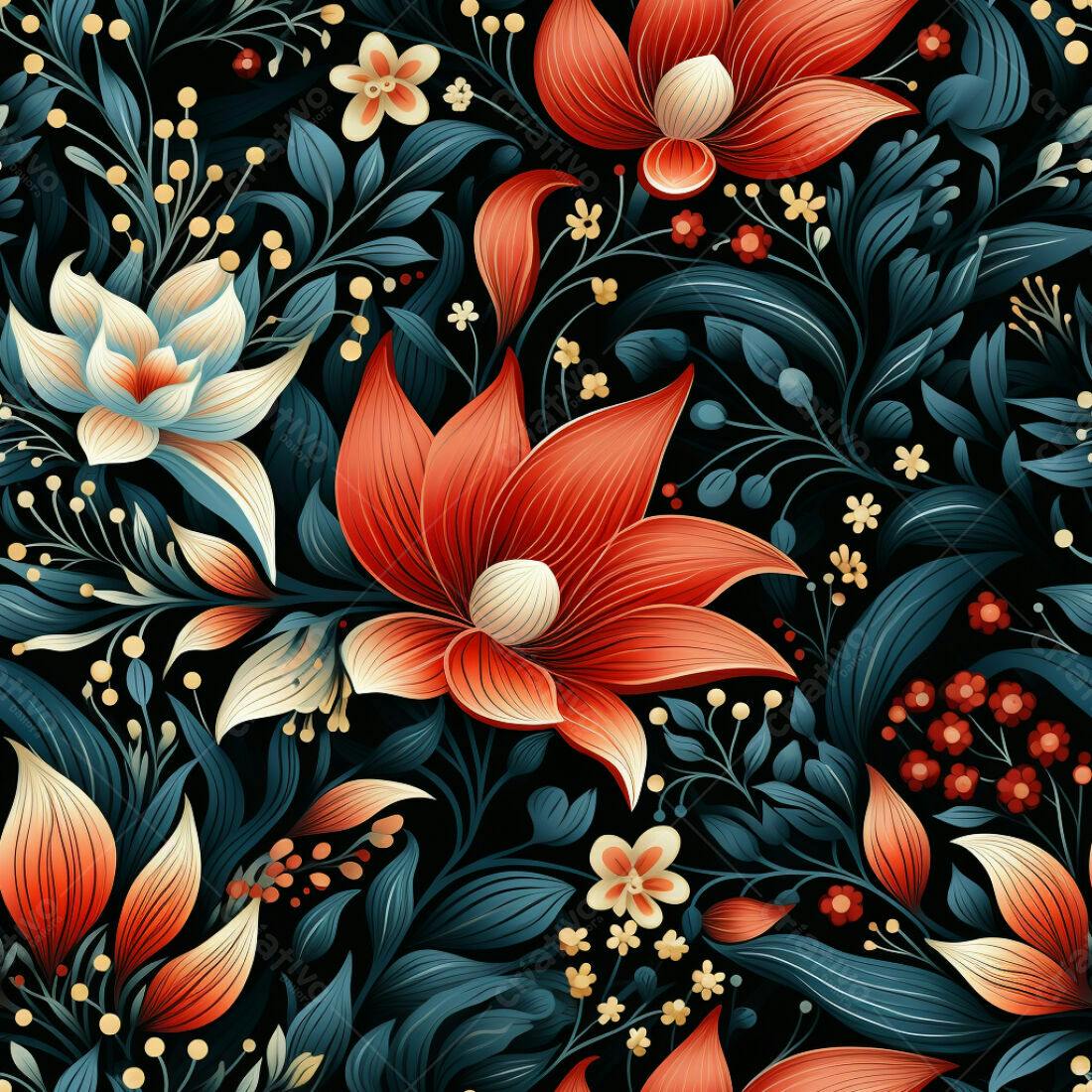 Textura floral escura para papel de parede