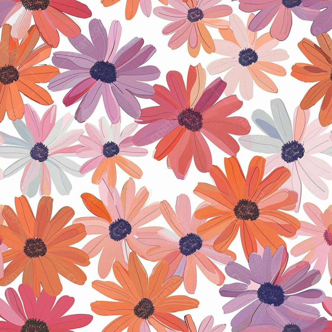 Textura floral margaridas coloridas para fundo