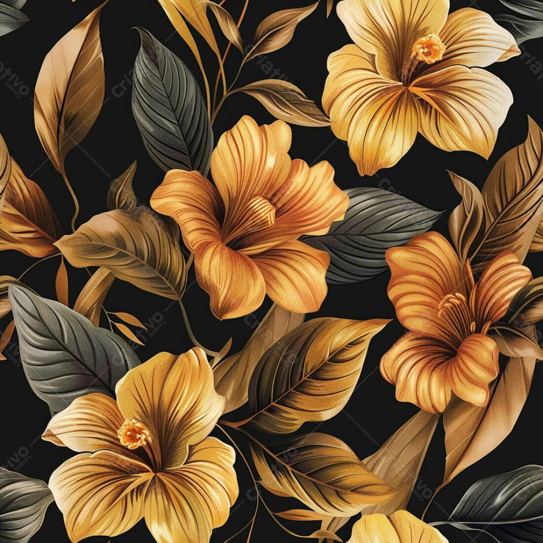Textura floral dourada para papel de parede
