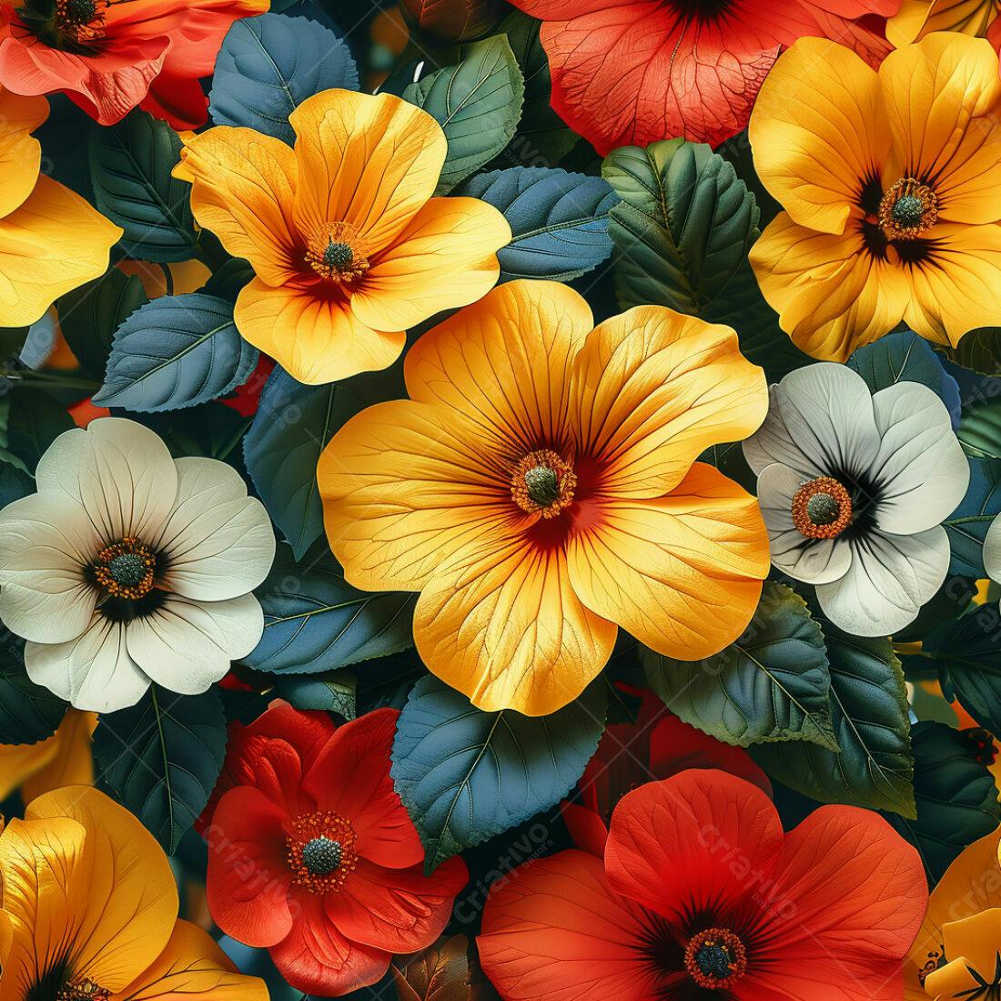 Textura Flores Vibrantes para Fundo