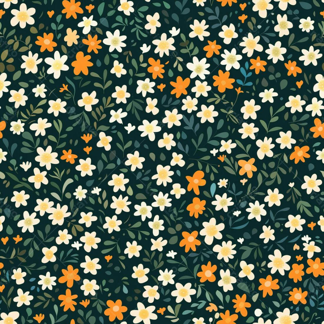 Textura floral fundo branco e laranja para papel de parede