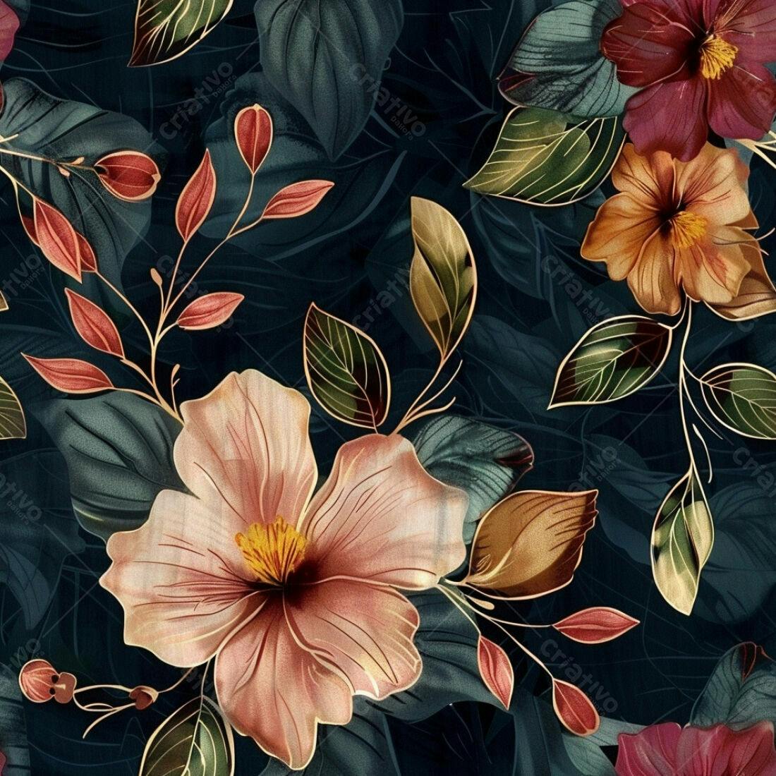 Textura floral escura para papel de parede