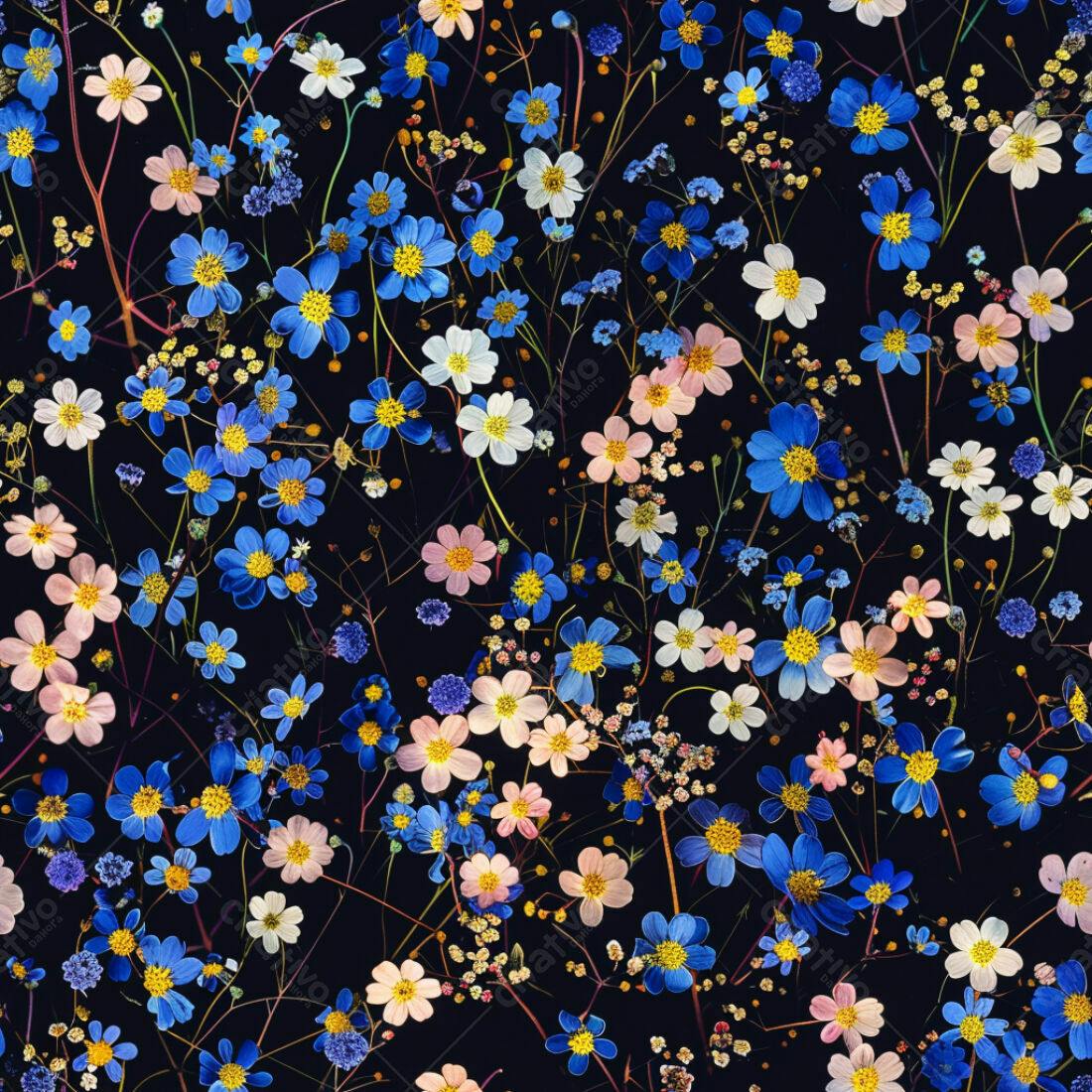 Textura floral azul e rosa para fundo