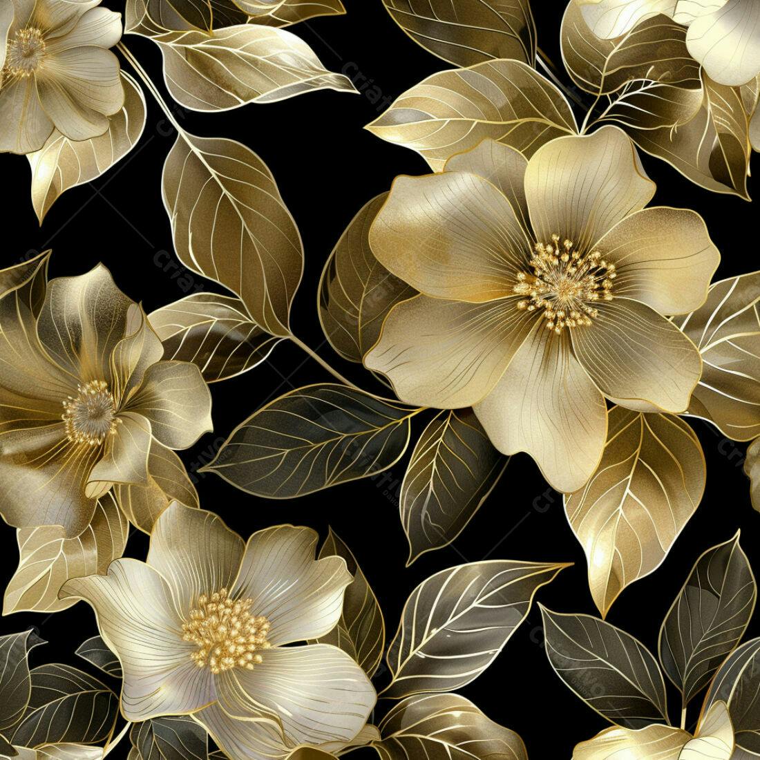 Textura floral dourada para papel de parede