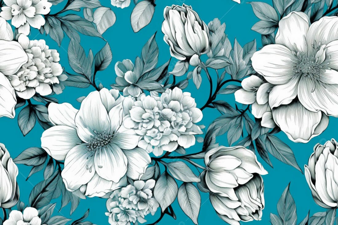 Textura floral branco e azul para papel de parede