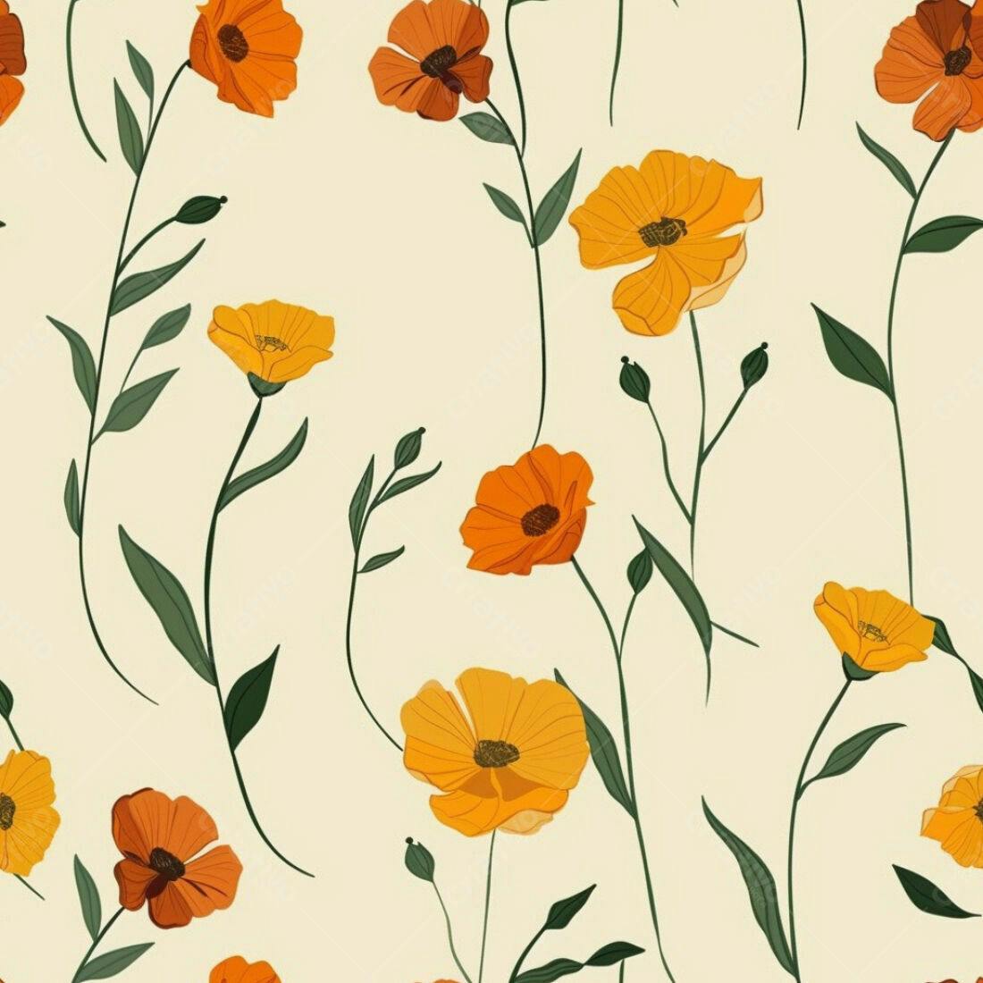 Textura floral laranja e amarela para fundo