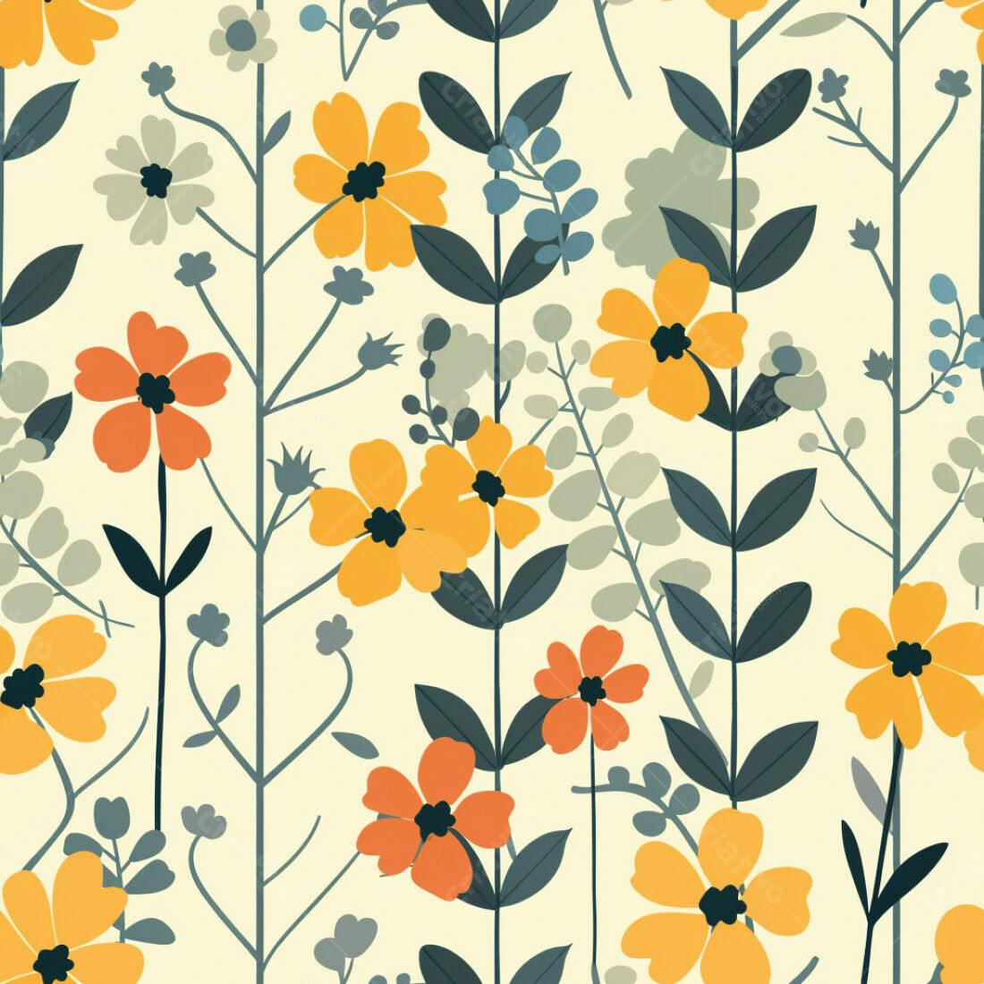 Textura floral amarela e laranja para papel de parede